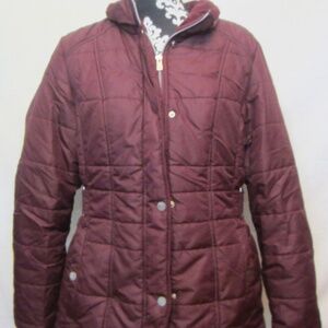 Liz Claiborne Women's Mauve Puffer Jacker Zip/Snap Pockets No Hood Cinch Waist